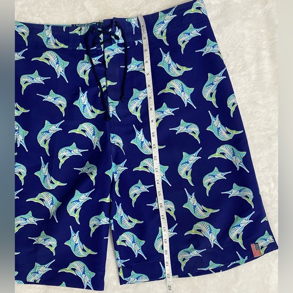 Fish & Tackle Vibrant Blue Marlin Print Swim Shorts - Picture 6 of 8